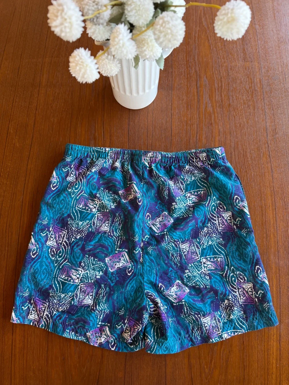 Vintage 90s Prince Sportswear retro Tennis Shorts Teal  graphic Abstract Print